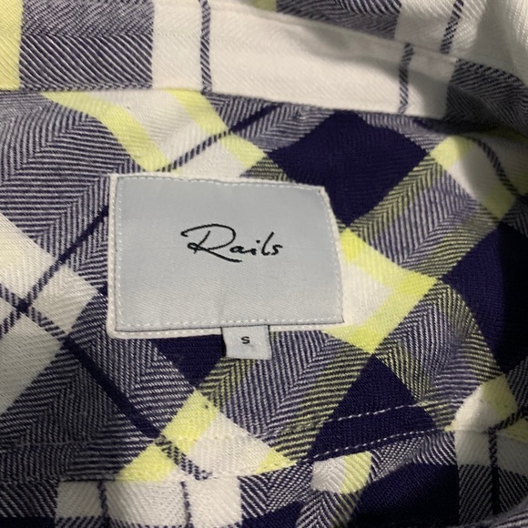 Rails plaid button down shirt, yellow, navy, white - Picture 3 of 7